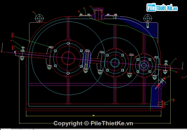 File thiết kế Bản vẽ cad hộp giảm tốc bánh răng côn 1 cấp